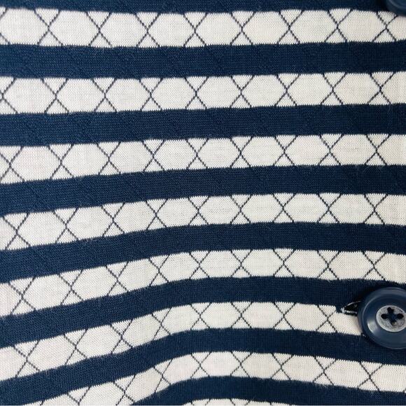 Chico’s blue white striped quilted coastal nautical preppy jacket medium - Picture 4 of 7